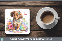 GorgeousDogs 04 Rainbow Summer Square Coaster design.