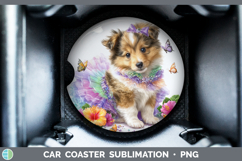 GorgeousDogs 04 Rainbow Summer Car Coaster design.