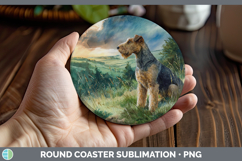 GorgeousDogs 04 Sunset Round Coaster design.