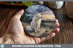 GorgeousDogs 04 Sunset Round Coaster design.