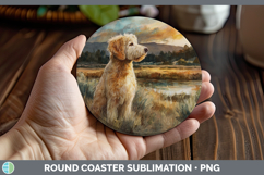 GorgeousDogs 04 Sunset Round Coaster design.