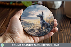 GorgeousDogs 04 Sunset Round Coaster design.