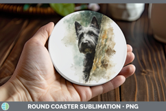 GorgeousDogs 04 Tree Peek Round Coaster design.
