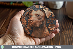 GorgeousDogs 05 Copper Relief Round Coaster design.