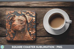 GorgeousDogs 05 Copper Relief Square Coaster design.