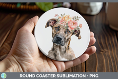 GorgeousDogs 05 Floral Crown Round Coaster design.