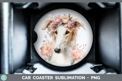 GorgeousDogs 05 Floral Crown Car Coaster design.