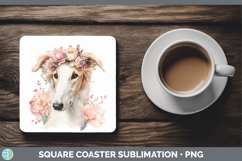 GorgeousDogs 05 Floral Crown Square Coaster design.