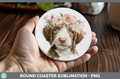 GorgeousDogs 05 Floral Crown Round Coaster design.
