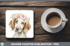 GorgeousDogs 05 Floral Crown Square Coaster design.
