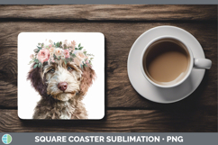 GorgeousDogs 05 Floral Crown Square Coaster design.