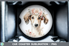 GorgeousDogs 05 Floral Crown Car Coaster design.