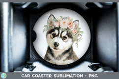 GorgeousDogs 05 Floral Crown Car Coaster design.