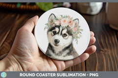 GorgeousDogs 05 Floral Crown Round Coaster design.