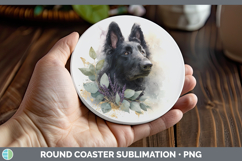 GorgeousDogs 05 Lavender and Eucalyptus Round Coaster design.