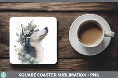 GorgeousDogs 05 Lavender and Eucalyptus Square Coaster design.