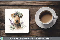 GorgeousDogs 05 Lavender and Eucalyptus Square Coaster design.