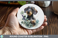 GorgeousDogs 05 Lavender and Eucalyptus Round Coaster design.