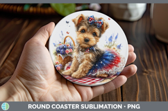 GorgeousDogs 05 Patriotic Round Coaster design.