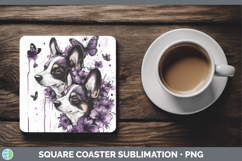 GorgeousDogs 05 Purple Drips Square Coaster design.