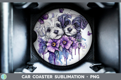 GorgeousDogs 05 Purple Drips Car Coaster design.