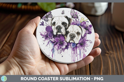 GorgeousDogs 05 Purple Drips Round Coaster design.