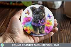 GorgeousDogs 05 Rainbow Summer Round Coaster design.