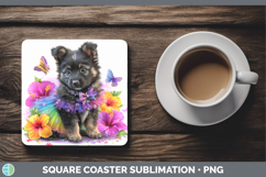 GorgeousDogs 05 Rainbow Summer Square Coaster design.