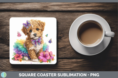 GorgeousDogs 05 Rainbow Summer Square Coaster design.