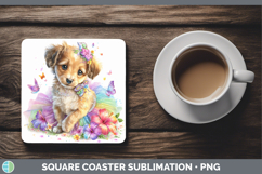 GorgeousDogs 05 Rainbow Summer Square Coaster design.