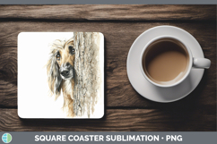 GorgeousDogs 05 Tree Peek Square Coaster design.