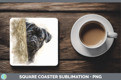 GorgeousDogs 05 Tree Peek Square Coaster design.