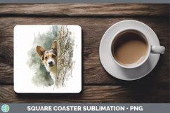 GorgeousDogs 05 Tree Peek Square Coaster design.