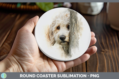 GorgeousDogs 05 Tree Peek Round Coaster design.