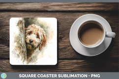 GorgeousDogs 05 Tree Peek Square Coaster design.