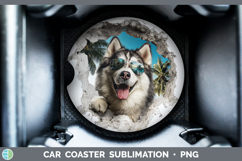 GorgeousDogs 3D Palm Tree Hole in he Wall Car Coaster design.