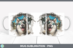 GorgeousDogs 3D Palm Tree Hole in he Wall Mug Wrap design.