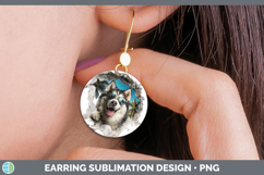 GorgeousDogs 3D Palm Tree Hole in he Wall Round Earrings design.