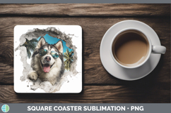 GorgeousDogs 3D Palm Tree Hole in he Wall Square Coaster design.