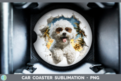GorgeousDogs 3D Palm Tree Hole in he Wall Car Coaster design.