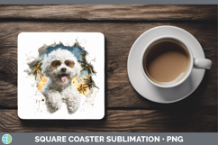 GorgeousDogs 3D Palm Tree Hole in he Wall Square Coaster design.