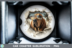 GorgeousDogs 3D Palm Tree Hole in he Wall Car Coaster design.