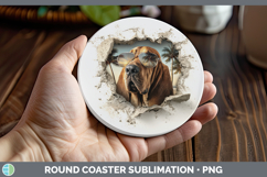 GorgeousDogs 3D Palm Tree Hole in he Wall Round Coaster design.