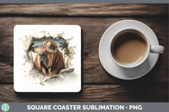 GorgeousDogs 3D Palm Tree Hole in he Wall Square Coaster design.