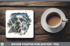 GorgeousDogs 3D Palm Tree Hole in he Wall Square Coaster design.