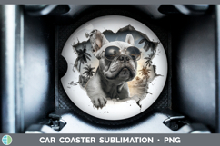 GorgeousDogs 3D Palm Tree Hole in he Wall Car Coaster design.
