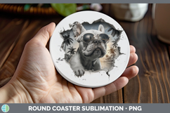 GorgeousDogs 3D Palm Tree Hole in he Wall Round Coaster design.