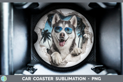 GorgeousDogs 3D Palm Tree Hole in he Wall Car Coaster design.