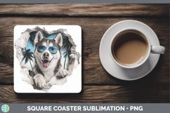 GorgeousDogs 3D Palm Tree Hole in he Wall Square Coaster design.