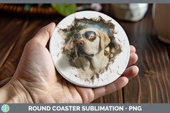 GorgeousDogs 3D Palm Tree Hole in he Wall Round Coaster design.